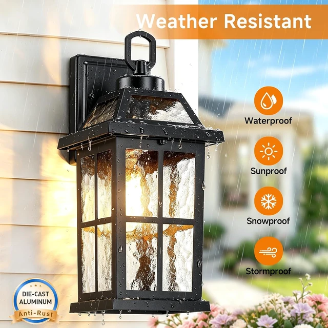Alt view image 7 of 7 - 14 '' Outdoor Lights for House 2 Packs, Black Exterior Light Fixtures