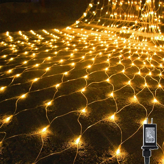 Main image of WATERGLIDE Outdoor Christmas Net Lights, 12FT x 5FT 360 LED Fairy String Light with 8 Lighting Modes, Connectable Light for Garden Tree Bushes, Holiday Wedding Party Decorations, Warm White
