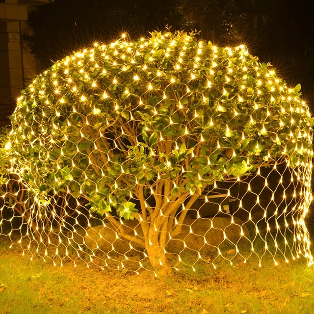 Alt view image 3 of 7 - WATERGLIDE Outdoor Christmas Net Lights, 12FT x 5FT 360 LED Fairy String Light with 8 Lighting Modes, Connectable Light for Garden Tree Bushes, Holiday Wedding Party Decorations, Warm White