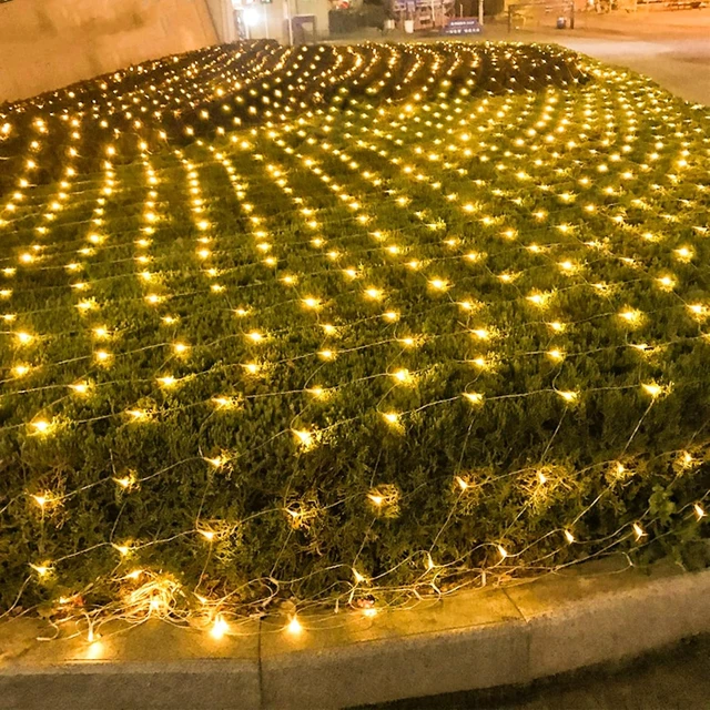 Alt view image 5 of 7 - WATERGLIDE Outdoor Christmas Net Lights, 12FT x 5FT 360 LED Fairy String Light with 8 Lighting Modes, Connectable Light for Garden Tree Bushes, Holiday Wedding Party Decorations, Warm White