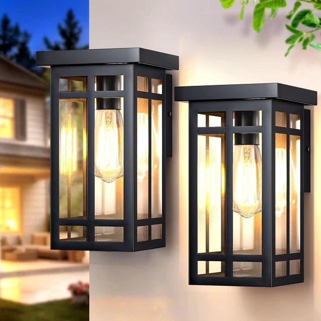 Main image of Solar Porch Lights Outdoor 2 Packs, 11'' Dusk to Dawn Outdoor Lighting
