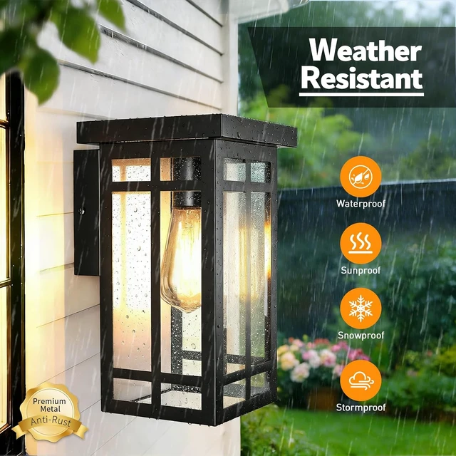 Alt view image 6 of 7 - Solar Porch Lights Outdoor 2 Packs, 11'' Dusk to Dawn Outdoor Lighting
