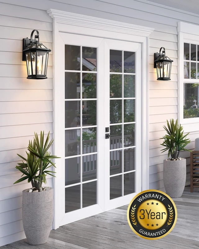 Alt view image 3 of 7 - VIANIS Dusk to Dawn Outdoor Wall Lighting, Black Exterior Lighting Fixtures