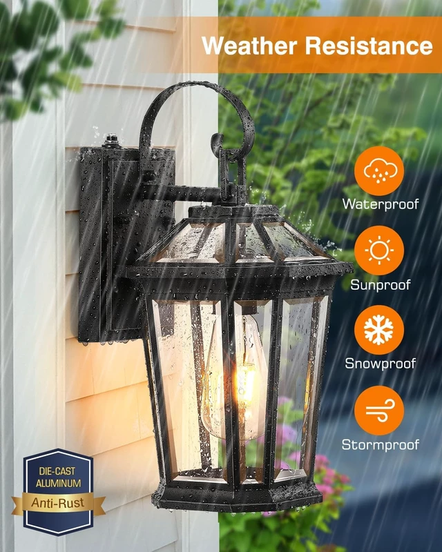 Alt view image 4 of 7 - VIANIS Dusk to Dawn Outdoor Wall Lighting, Black Exterior Lighting Fixtures