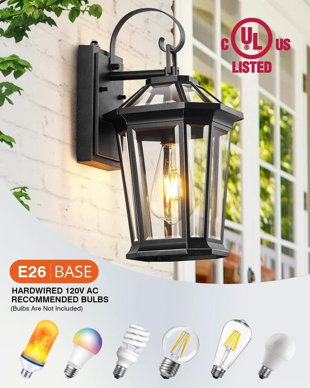 Alt view image 7 of 7 - VIANIS Dusk to Dawn Outdoor Wall Lighting, Black Exterior Lighting Fixtures