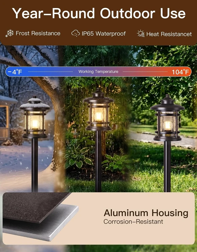 Alt view image 5 of 7 - 8 Pack Low Voltage Pathway Lights with G4 Bulbs, Seed Glass Shade, Aluminum