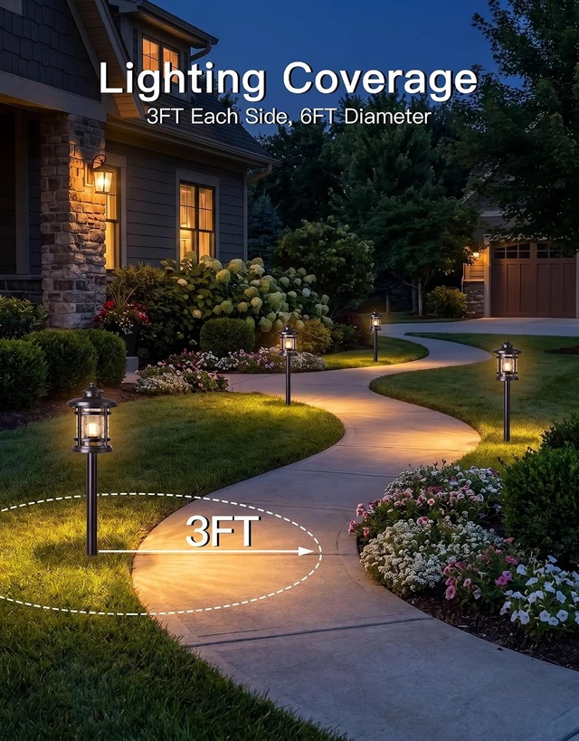 Alt view image 7 of 7 - 8 Pack Low Voltage Pathway Lights with G4 Bulbs, Seed Glass Shade, Aluminum
