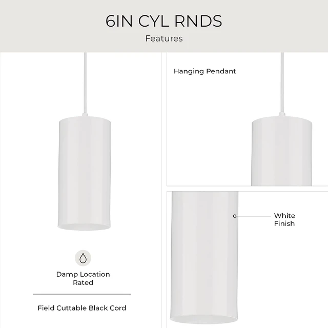Alt view image 3 of 7 - Progress Lighting Cylinder Outdoor Pendant Light, White