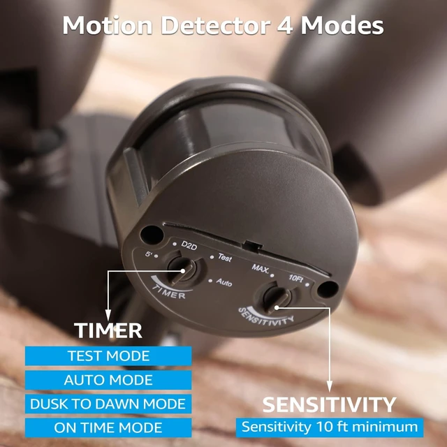 Alt view image 5 of 7 - LEONLITE LED Security Light Outdoor Motion Sensor Dusk to Dawn 3000K Bronze