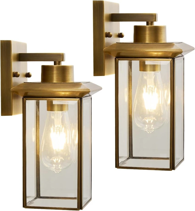 Main image of Brass outdoor sconces, Modern Bronze Exterior Wall Light Fixtures for Porch