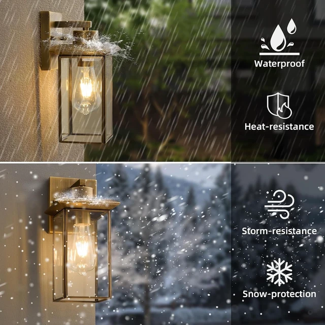 Alt view image 3 of 7 - Brass outdoor sconces, Modern Bronze Exterior Wall Light Fixtures for Porch