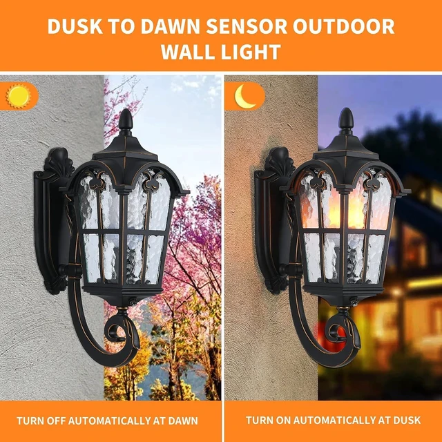 Alt view image 3 of 7 - LONEDRUID 17.71" Dusk to Dawn Sensor Black Outdoor Wall Light Fixture