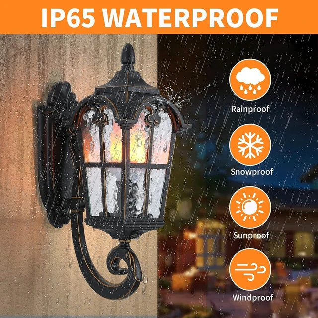Alt view image 4 of 7 - LONEDRUID 17.71" Dusk to Dawn Sensor Black Outdoor Wall Light Fixture