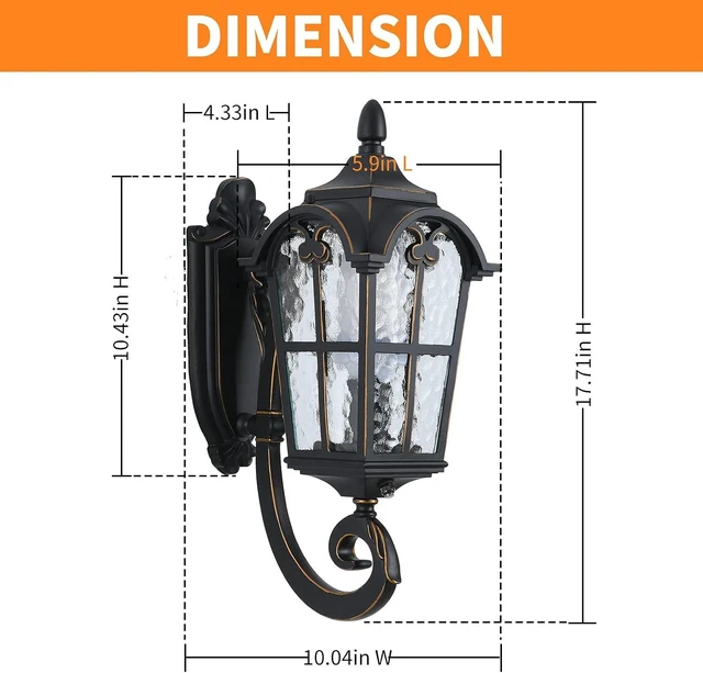 Alt view image 5 of 7 - LONEDRUID 17.71" Dusk to Dawn Sensor Black Outdoor Wall Light Fixture