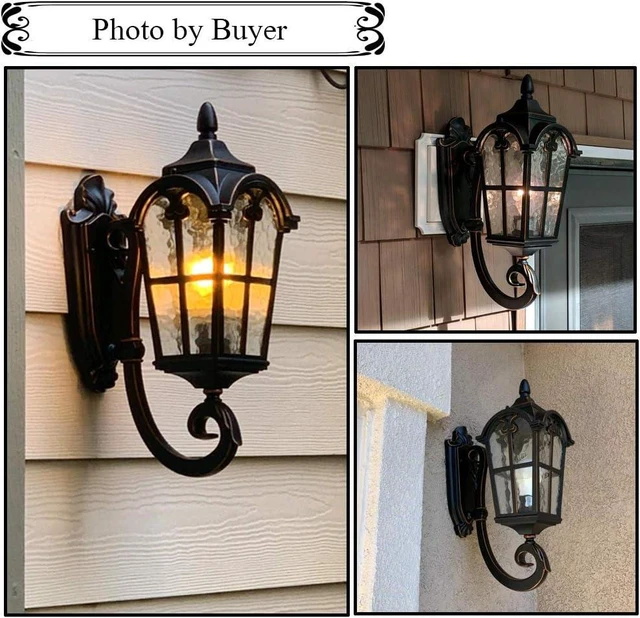 Alt view image 7 of 7 - LONEDRUID 17.71" Dusk to Dawn Sensor Black Outdoor Wall Light Fixture