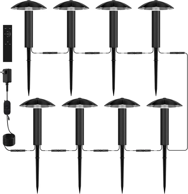 Main image of 8 Pack Low Voltage Landscape Lighting Kit, 3W Metal Pathway Lights