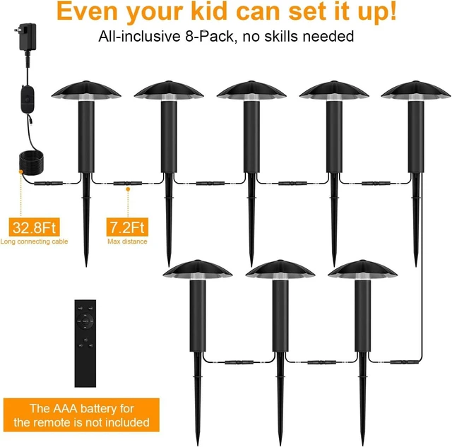 Alt view image 2 of 7 - 8 Pack Low Voltage Landscape Lighting Kit, 3W Metal Pathway Lights