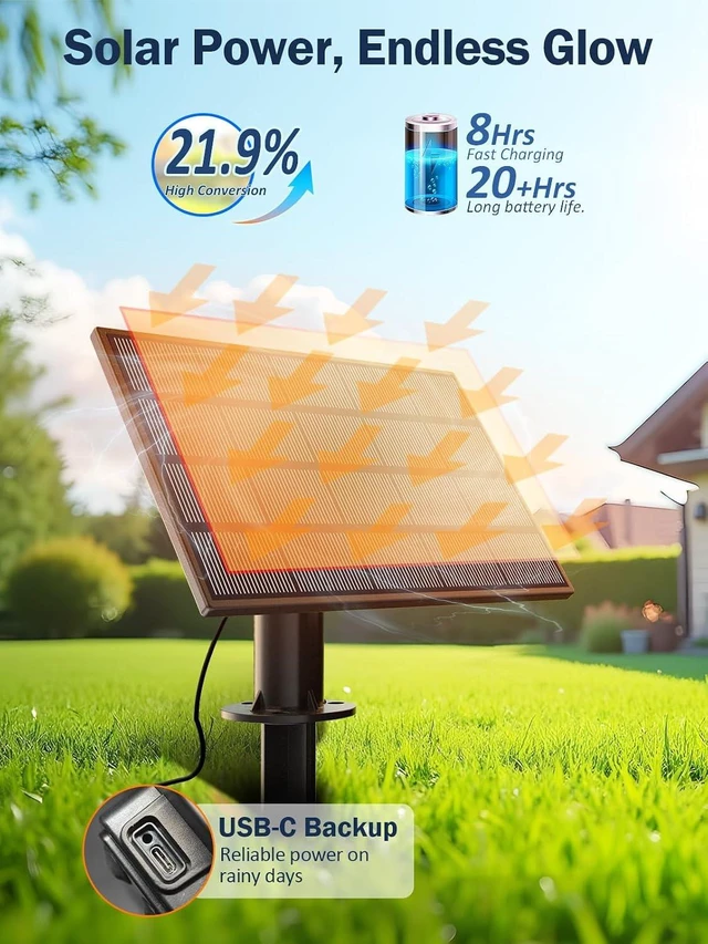 Alt view image 2 of 7 - 50FT Solar String Lights Outdoor, Dimmable Patio Lights Solar Powered with Remote & USB Port 18+1 LED Shatterproof Bulbs 3 Light Modes, Waterproof Solar Light for Camping Backyard Garden