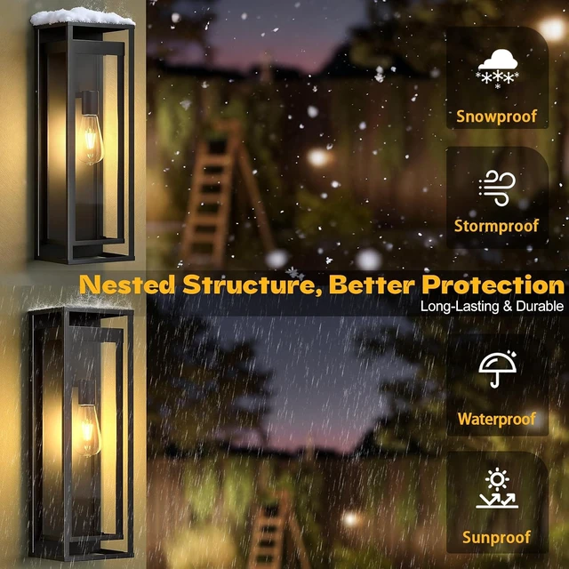 Alt view image 5 of 7 - 20in Large Outdoor Wall Light Black Modern Sconce Exterior Lighting Fixture