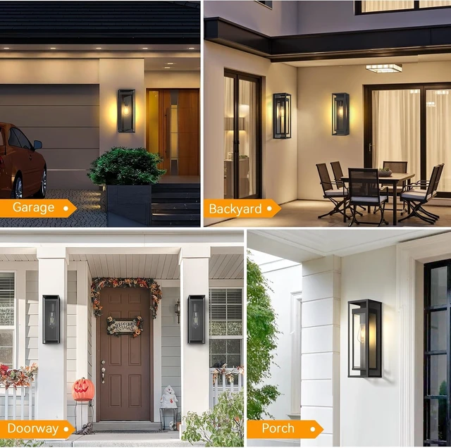 Alt view image 6 of 7 - 20in Large Outdoor Wall Light Black Modern Sconce Exterior Lighting Fixture