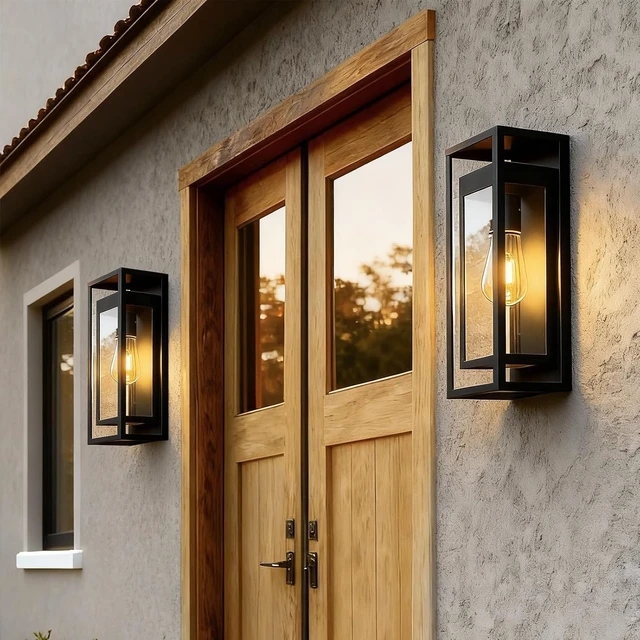 Alt view image 7 of 7 - 20in Large Outdoor Wall Light Black Modern Sconce Exterior Lighting Fixture