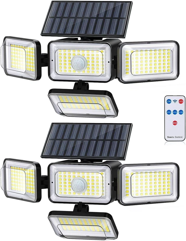 Main image of 4 Head Solar Lights Outdoor Waterproof, 288 LED 2800LM Motion Sensor Outdoor Lights with Remote Control, Solar Flood Lights Outdoor for Patio, Garage, Yard, Wall, IP65 Security Lights 2 Pack