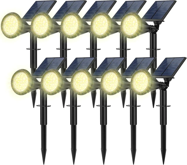Main image of Solar Spot Lights Outdoor, 10 Pack Outdoor Solar Lights for Yard, 4 Lighting Mode Solar Landscape Spotlights with Auto On/Off, 2-in-1 Waterproof Wall Lights for Garden, Walkway (Warm White)