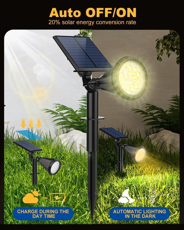 Alt view image 3 of 7 - Solar Spot Lights Outdoor, 10 Pack Outdoor Solar Lights for Yard, 4 Lighting Mode Solar Landscape Spotlights with Auto On/Off, 2-in-1 Waterproof Wall Lights for Garden, Walkway (Warm White)