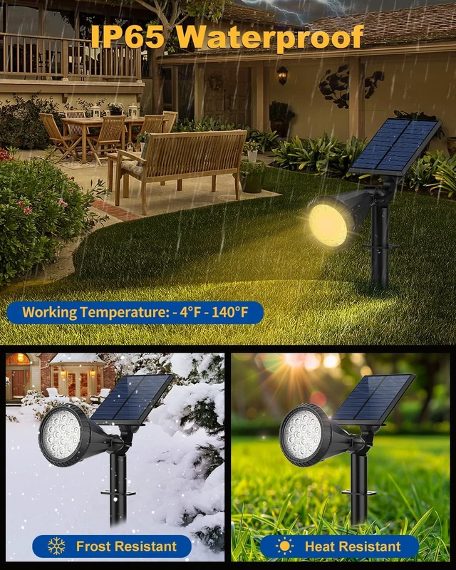 Alt view image 5 of 7 - Solar Spot Lights Outdoor, 10 Pack Outdoor Solar Lights for Yard, 4 Lighting Mode Solar Landscape Spotlights with Auto On/Off, 2-in-1 Waterproof Wall Lights for Garden, Walkway (Warm White)