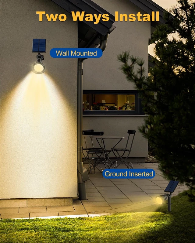 Alt view image 6 of 7 - Solar Spot Lights Outdoor, 10 Pack Outdoor Solar Lights for Yard, 4 Lighting Mode Solar Landscape Spotlights with Auto On/Off, 2-in-1 Waterproof Wall Lights for Garden, Walkway (Warm White)
