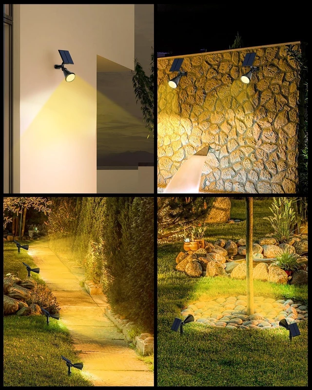 Alt view image 7 of 7 - Solar Spot Lights Outdoor, 10 Pack Outdoor Solar Lights for Yard, 4 Lighting Mode Solar Landscape Spotlights with Auto On/Off, 2-in-1 Waterproof Wall Lights for Garden, Walkway (Warm White)