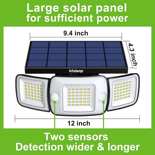 Alt view image 3 of 7 - intelamp Solar Outdoor Lights, Motion Sensor with Dual Sensors Waterproof