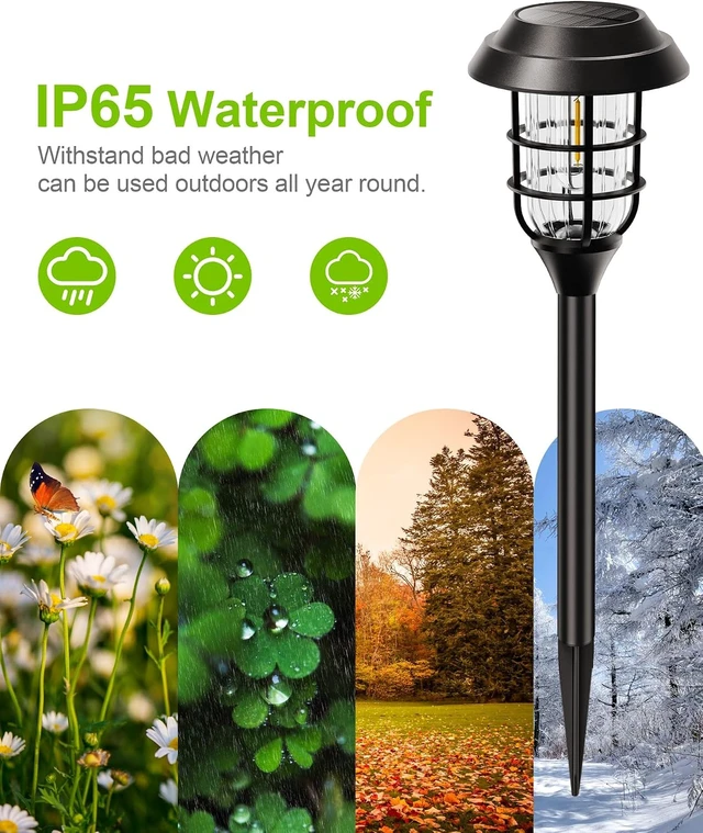 Alt view image 6 of 7 - LETMY Solar Pathway Lights Outdoor, 8 Pack Bright Solar Lights Outdoor, IP65 Waterproof Auto On/Off Garden Lights Solar Powered Landscape Lighting for Yard Path Patio Walkway Driveway Pathway - Black
