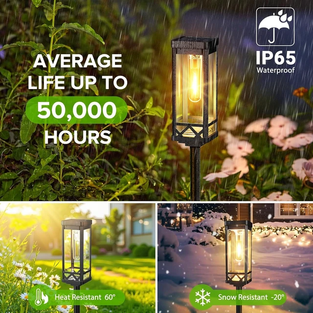 Alt view image 2 of 7 - KOOPER Taller Solar Pathway Lights Outdoor, 8 Pack Upgraded Brighter Solar Garden Lights Solar Powered, Up to 15 Hours Outdoor Solar Lights for Yard Landscape Walkway Driveway Sidewalk (Warm White)
