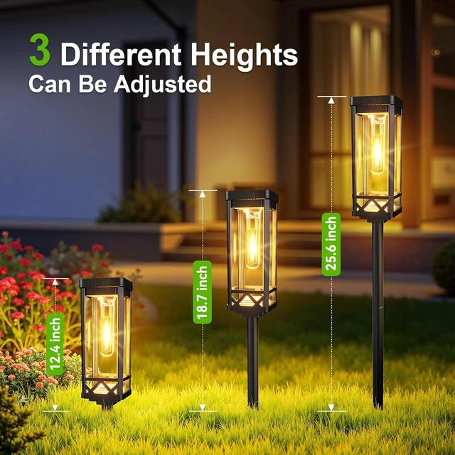 Alt view image 4 of 7 - KOOPER Taller Solar Pathway Lights Outdoor, 8 Pack Upgraded Brighter Solar Garden Lights Solar Powered, Up to 15 Hours Outdoor Solar Lights for Yard Landscape Walkway Driveway Sidewalk (Warm White)