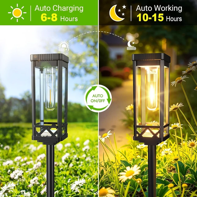 Alt view image 6 of 7 - KOOPER Taller Solar Pathway Lights Outdoor, 8 Pack Upgraded Brighter Solar Garden Lights Solar Powered, Up to 15 Hours Outdoor Solar Lights for Yard Landscape Walkway Driveway Sidewalk (Warm White)