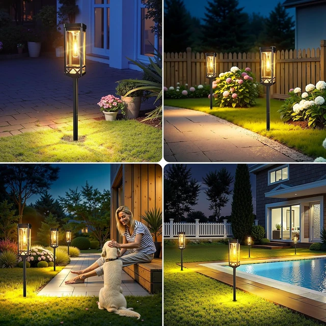 Alt view image 7 of 7 - KOOPER Taller Solar Pathway Lights Outdoor, 8 Pack Upgraded Brighter Solar Garden Lights Solar Powered, Up to 15 Hours Outdoor Solar Lights for Yard Landscape Walkway Driveway Sidewalk (Warm White)