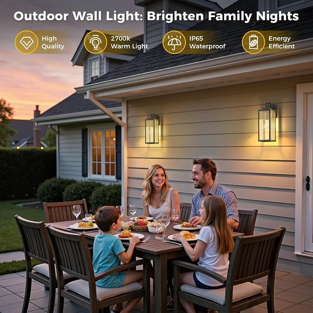 Alt view image 2 of 7 - LOHAS 17" Large Size Dusk to Dawn Outdoor Wall Lights, Black Phoch Lights