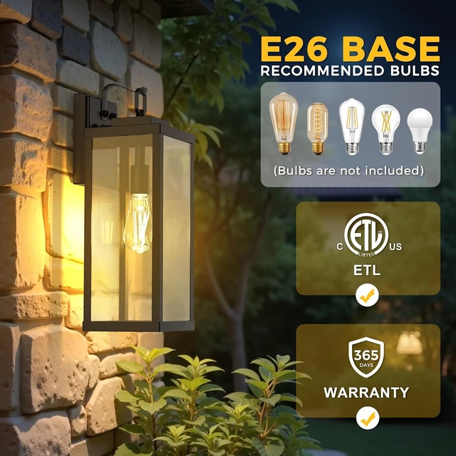 Alt view image 6 of 7 - LOHAS 17" Large Size Dusk to Dawn Outdoor Wall Lights, Black Phoch Lights