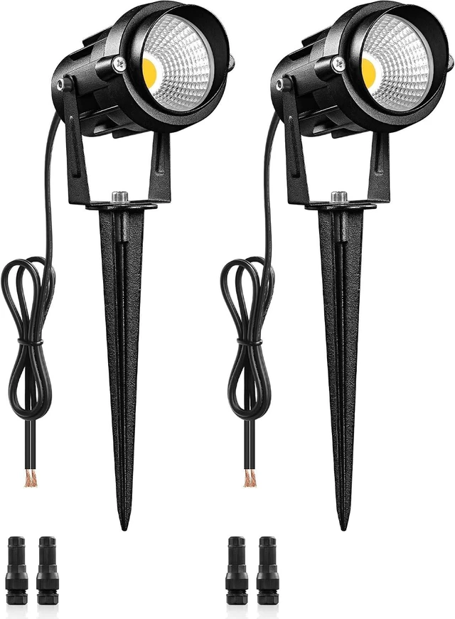 Main image of 6W 700LM Low Voltage Landscape Lighting, 12V AC/DC 3000K Warm White LED Low Voltage Landscape Lights, IP65 Waterproof Outdoor Spotlights with Connectors for Garden Tree Yard 2 Pack W01SLP206