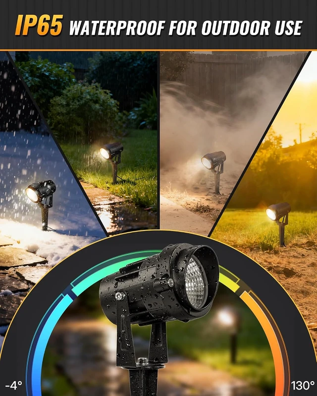 Alt view image 5 of 7 - 6W 700LM Low Voltage Landscape Lighting, 12V AC/DC 3000K Warm White LED Low Voltage Landscape Lights, IP65 Waterproof Outdoor Spotlights with Connectors for Garden Tree Yard 2 Pack W01SLP206