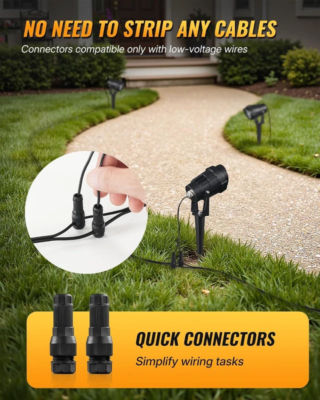 Alt view image 7 of 7 - 6W 700LM Low Voltage Landscape Lighting, 12V AC/DC 3000K Warm White LED Low Voltage Landscape Lights, IP65 Waterproof Outdoor Spotlights with Connectors for Garden Tree Yard 2 Pack W01SLP206