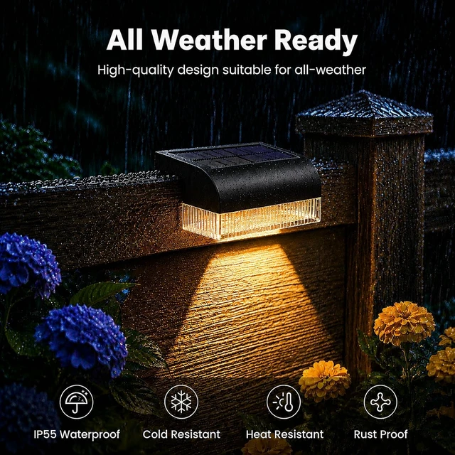 Alt view image 5 of 6 - 16PK Solar Fence Lights Outdoor Waterproof, 12H Step Lights for Yard
