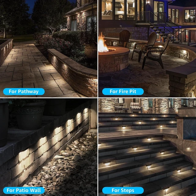 Alt view image 4 of 7 - SUNVIE 7 Inch Retaining Wall Lights 5W LED Hardscape Lighting 12V-24V Low Voltage Step Lights 3000K Warm White Waterproof Outdoor Landscape Lighting for Patio Walls Stairs, 12-Pack with Connectors