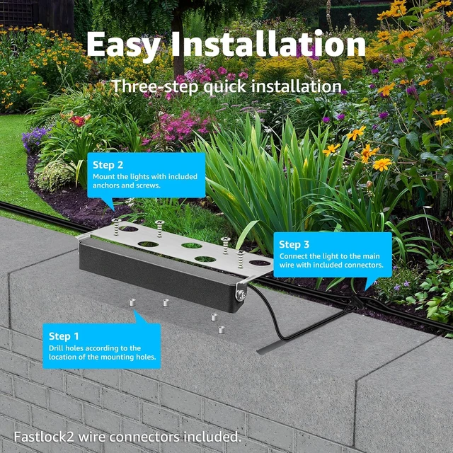 Alt view image 7 of 7 - SUNVIE 7 Inch Retaining Wall Lights 5W LED Hardscape Lighting 12V-24V Low Voltage Step Lights 3000K Warm White Waterproof Outdoor Landscape Lighting for Patio Walls Stairs, 12-Pack with Connectors