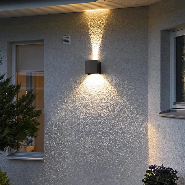 Alt view image 2 of 7 - Mille Lucciole 4 Pack Outdoor Wall Lights Exterior/Interior LED Wall Sconces IP65 Waterproof Square Aluminum Wall Lamps Outdoor Lighting Fixture Up and Down Lights Modern Black 12W 3000K Warm Lights