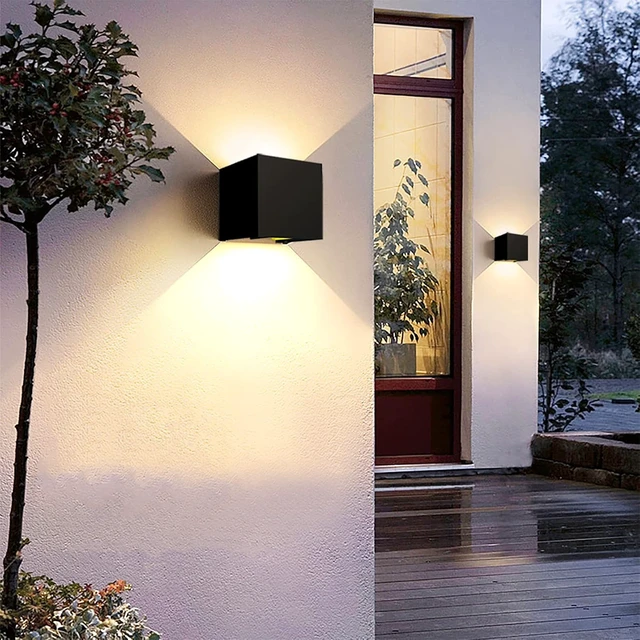 Alt view image 7 of 7 - Mille Lucciole 4 Pack Outdoor Wall Lights Exterior/Interior LED Wall Sconces IP65 Waterproof Square Aluminum Wall Lamps Outdoor Lighting Fixture Up and Down Lights Modern Black 12W 3000K Warm Lights