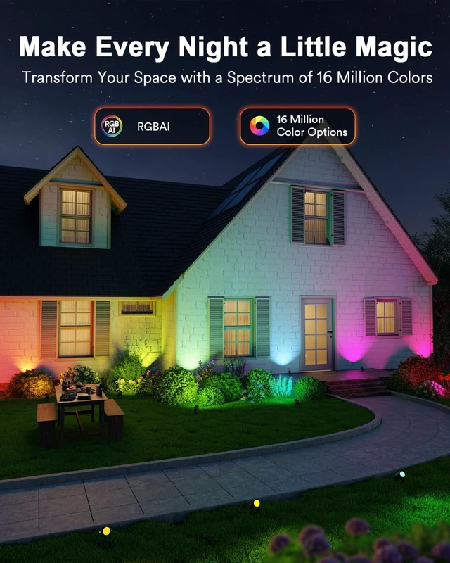 Alt view image 3 of 7 - Lumary Upgraded Smart Landscape Lights, 56 ft Outdoor Spotlights, 6Pack