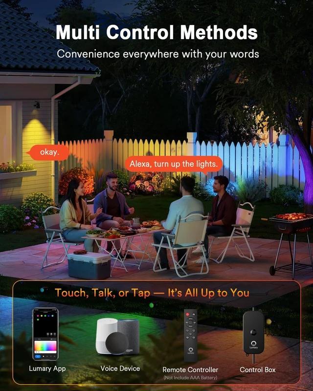 Alt view image 6 of 7 - Lumary Upgraded Smart Landscape Lights, 56 ft Outdoor Spotlights, 6Pack