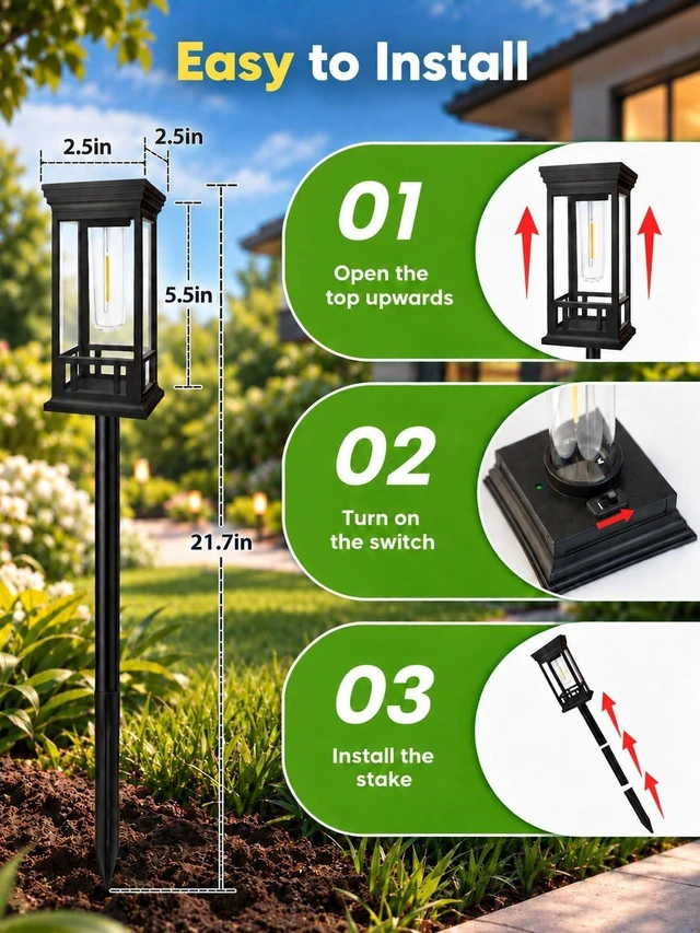 Alt view image 4 of 7 - LORRYTE 10 Pack Solar Pathway Lights Outdoor Waterproof, Garden Lights